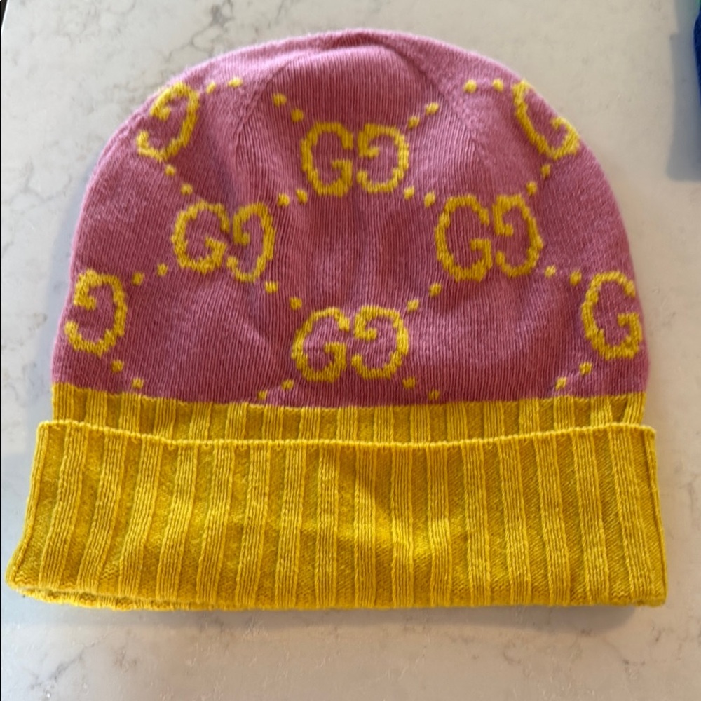 Memorial Day SALE!! 💯 Authentic Gucci Pink and Yellow Beanie